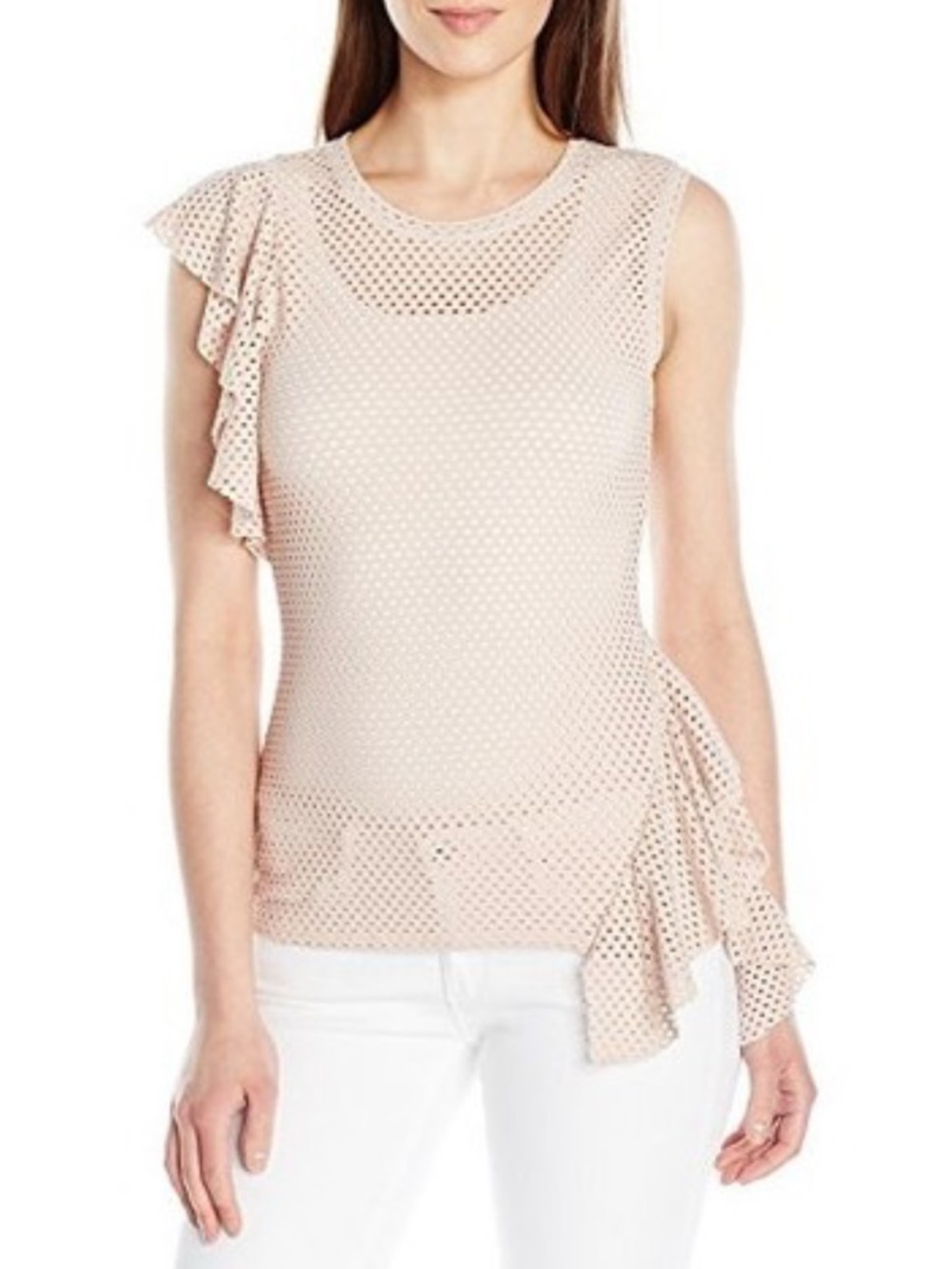 BCBGMaxAzria White Rowe Eyelet Mesh Top (Size S) - Picture 6 of 6